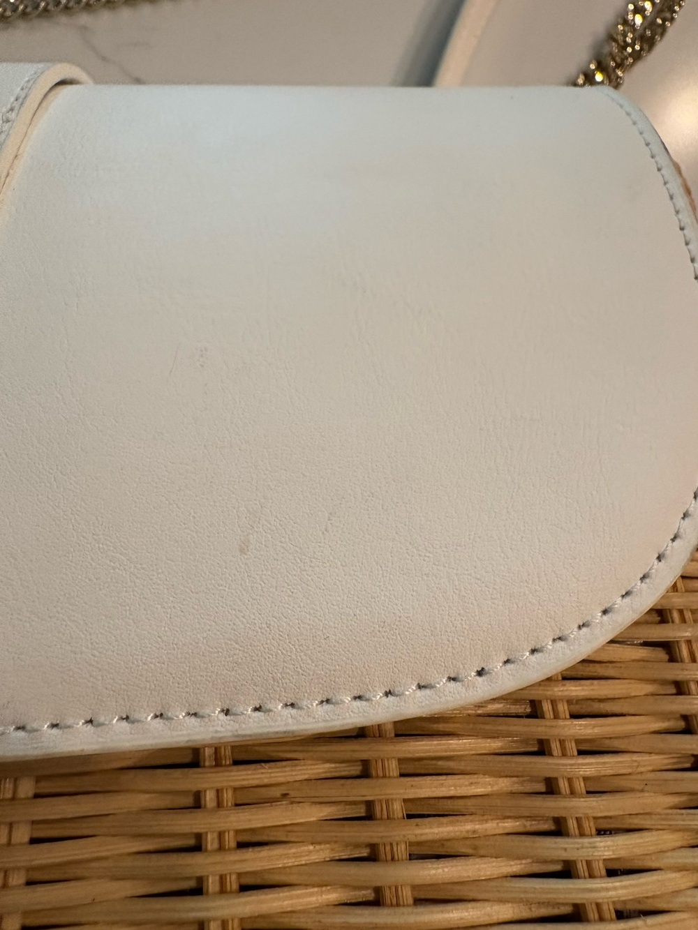 Talbots White Leather and Rattan Shoulder Bag - Picture 5 of 16